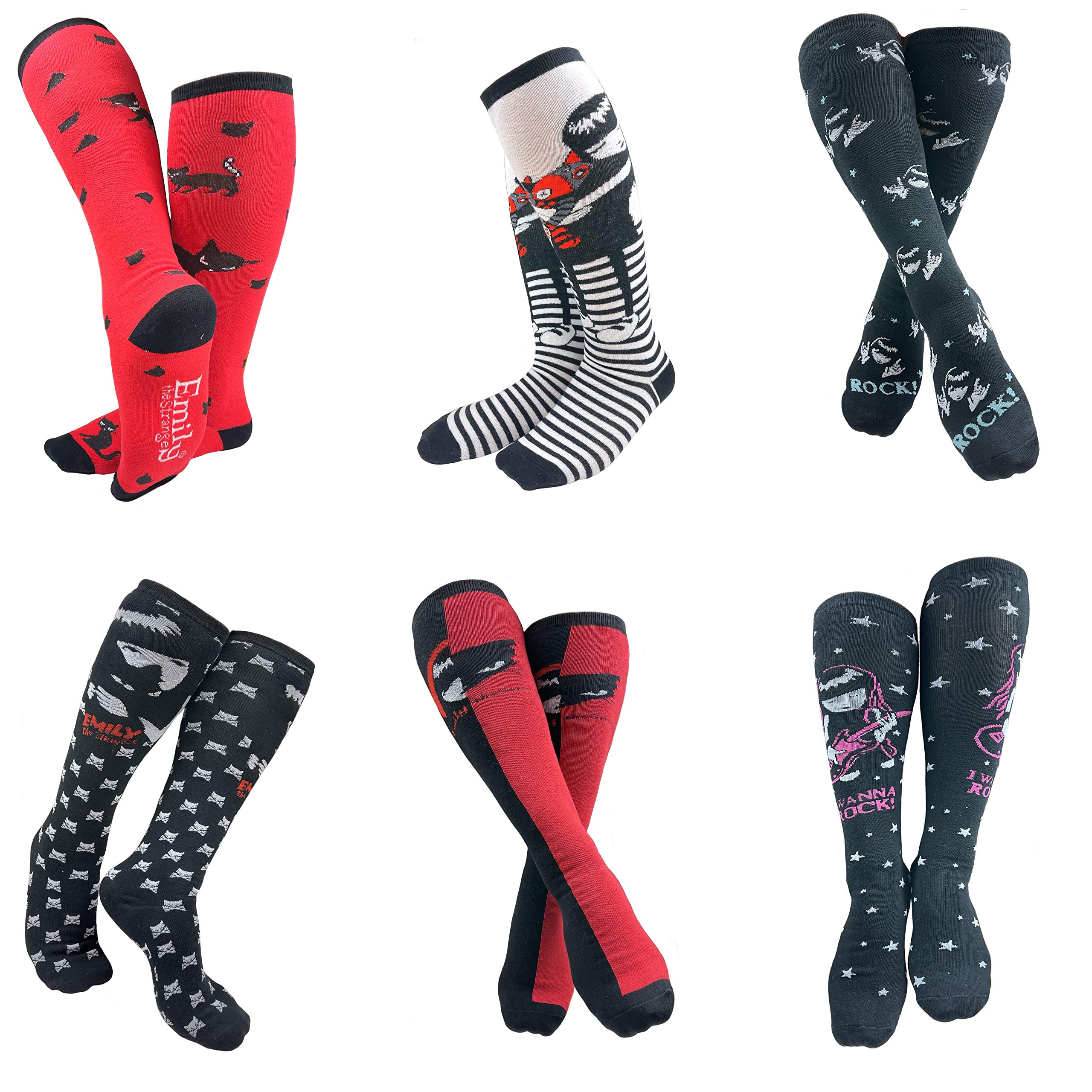 Emily the Strange Women's Knee High Socks - Cute Elegant Fashion Socks Gift Set for Goth Lovers | Perfect for Cosplay, Halloween Costumes & Alternative Fashion Outfits