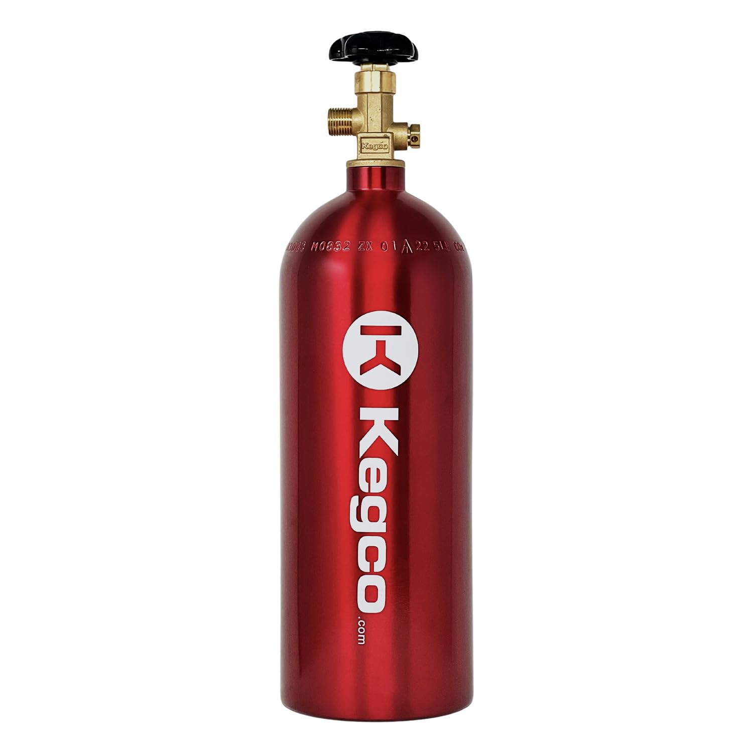 Kegco 3PB5-RED 5 lb Aluminum CO2 Tank with Electric Red Epoxy Finish - Home Brewing, Soda Dispensing & Draft Beer System Accessory