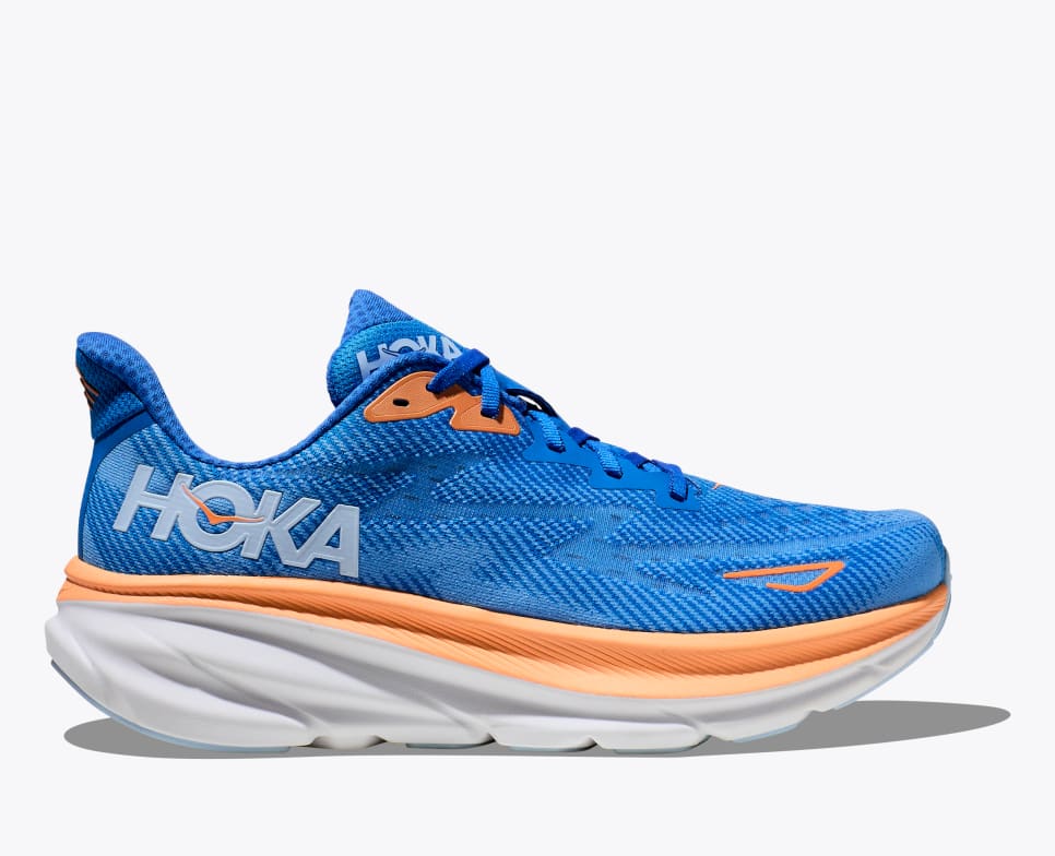 HOKA Men's Clifton 9 Running Shoes - Lightweight Cushioned Sneakers for Road Running & Jogging | Coastal Sky/All Aboard Color | Perfect for Marathon Training & Daily Workouts
