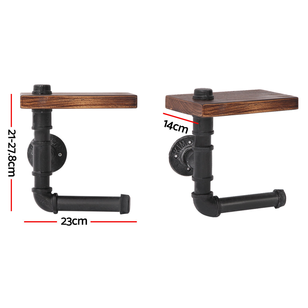 1X Industrial Pipe Wall Shelf - Vintage DIY Paper Holder & Storage Rack for Home Office, Kitchen, Bathroom Organization