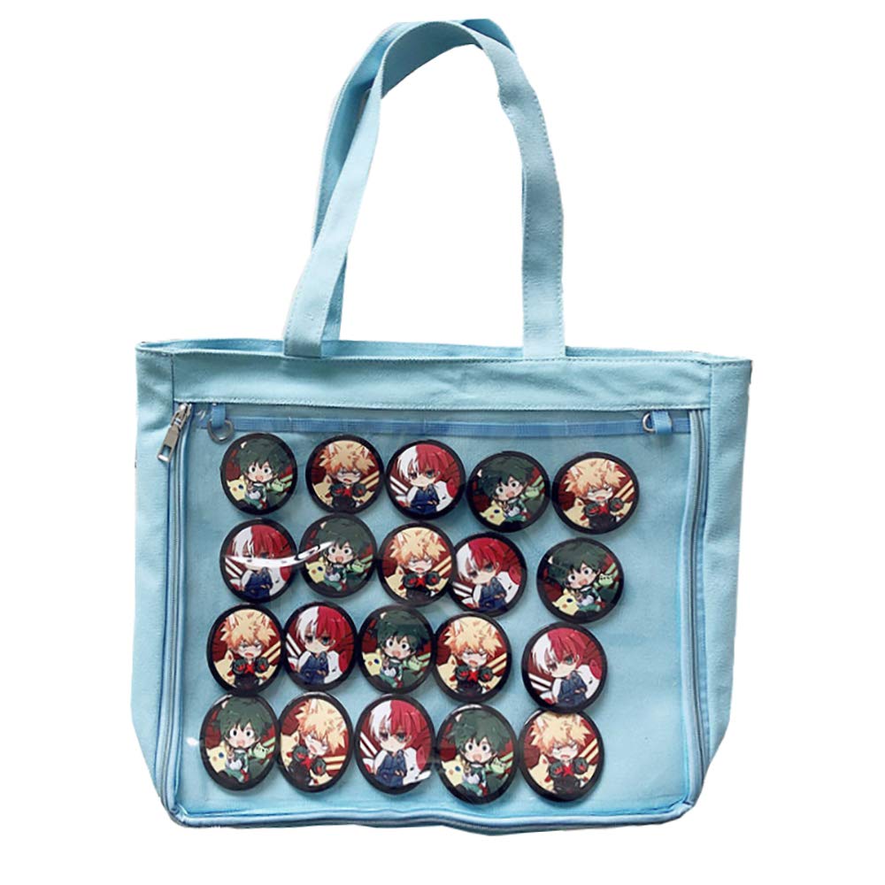 Clear Window Tote Bag for Pins - DIY Shoulder Handbag with Customizable Pockets | Perfect for Cosplay, Conventions & Everyday Use