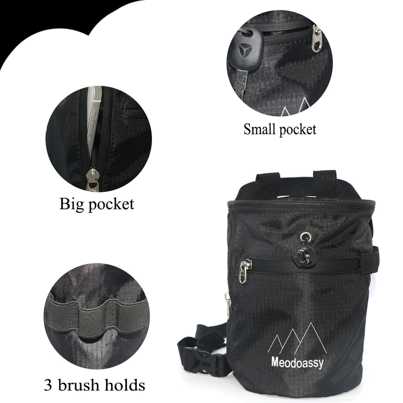 Premium Chalk Bag for Rock Climbing & Bouldering - Large Zippered Storage Pockets - Ideal for Gym Weightlifting & Outdoor Climbing Gear - Perfect for Sports Enthusiasts & Fitness Training