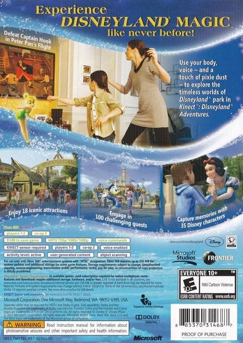 Kinect Disneyland Adventures - Xbox 360 & Xbox One Motion Sensing Game for Kids & Family | Interactive Disney Theme Park Experience | Perfect for Family Game Nights & Disney Fans