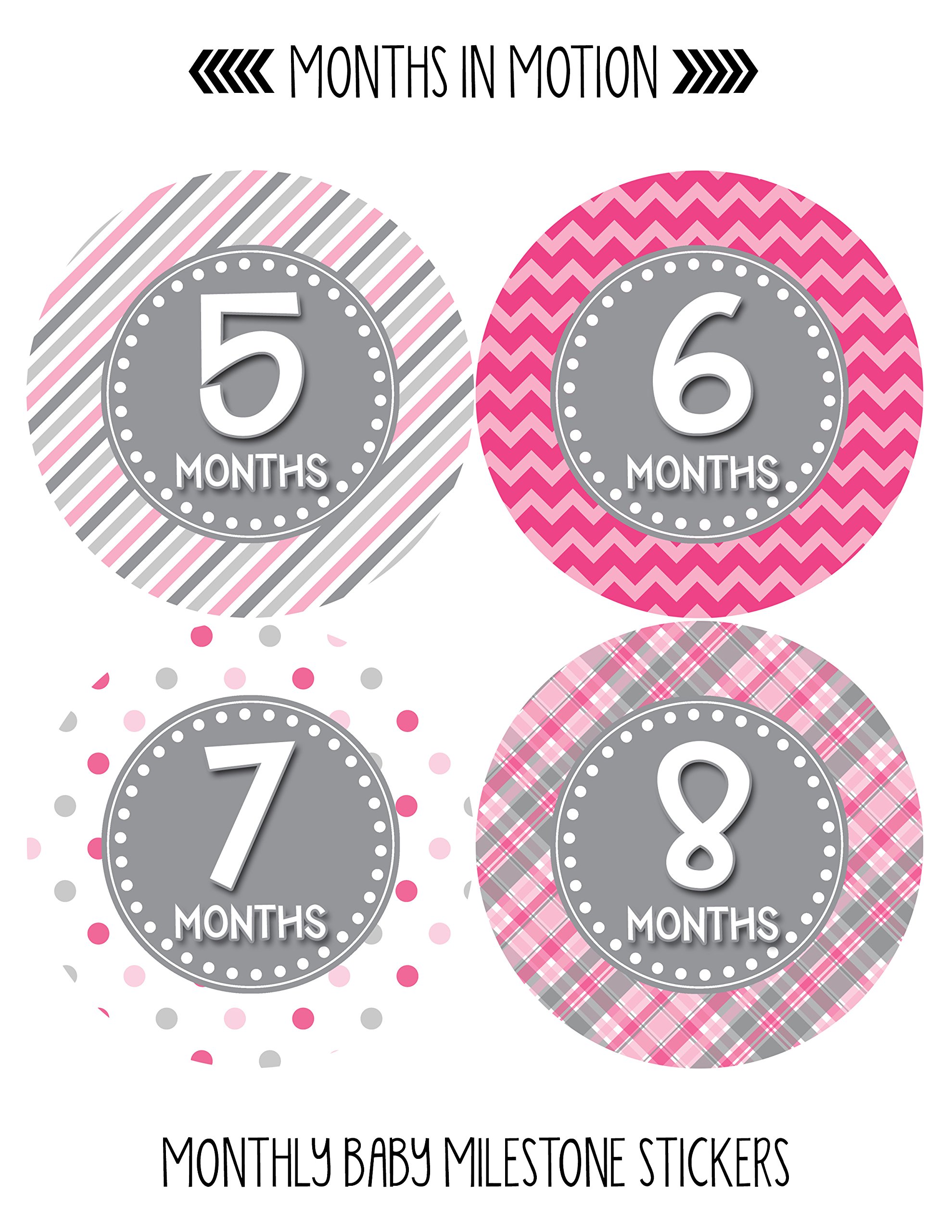 Baby Monthly Milestone Stickers for Newborn Girls - Adhesive Photo Props for 1-12 Months - Perfect for Baby Shower Gifts, First Birthday Decor & Memory Books (Style 411)