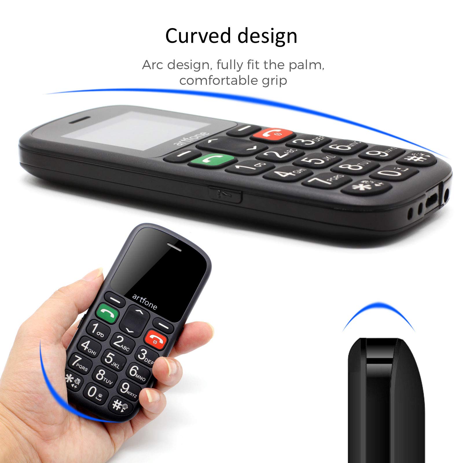 Artfone CS181 Big Button Mobile Phone for Seniors - Upgraded GSM Flip Phone with SOS Emergency Button, Talking Number & Flashlight - Easy-to-Use Elderly Cell Phone for Home, Travel & Emergency Situations
