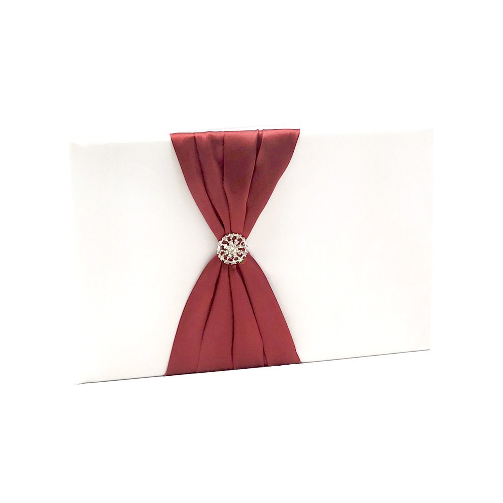 Elegant Burgundy Wedding Guest Book Set with Pen Stand & Rhinestone Sign Pen - Perfect for Bridal Showers, Receptions & Anniversary Parties
