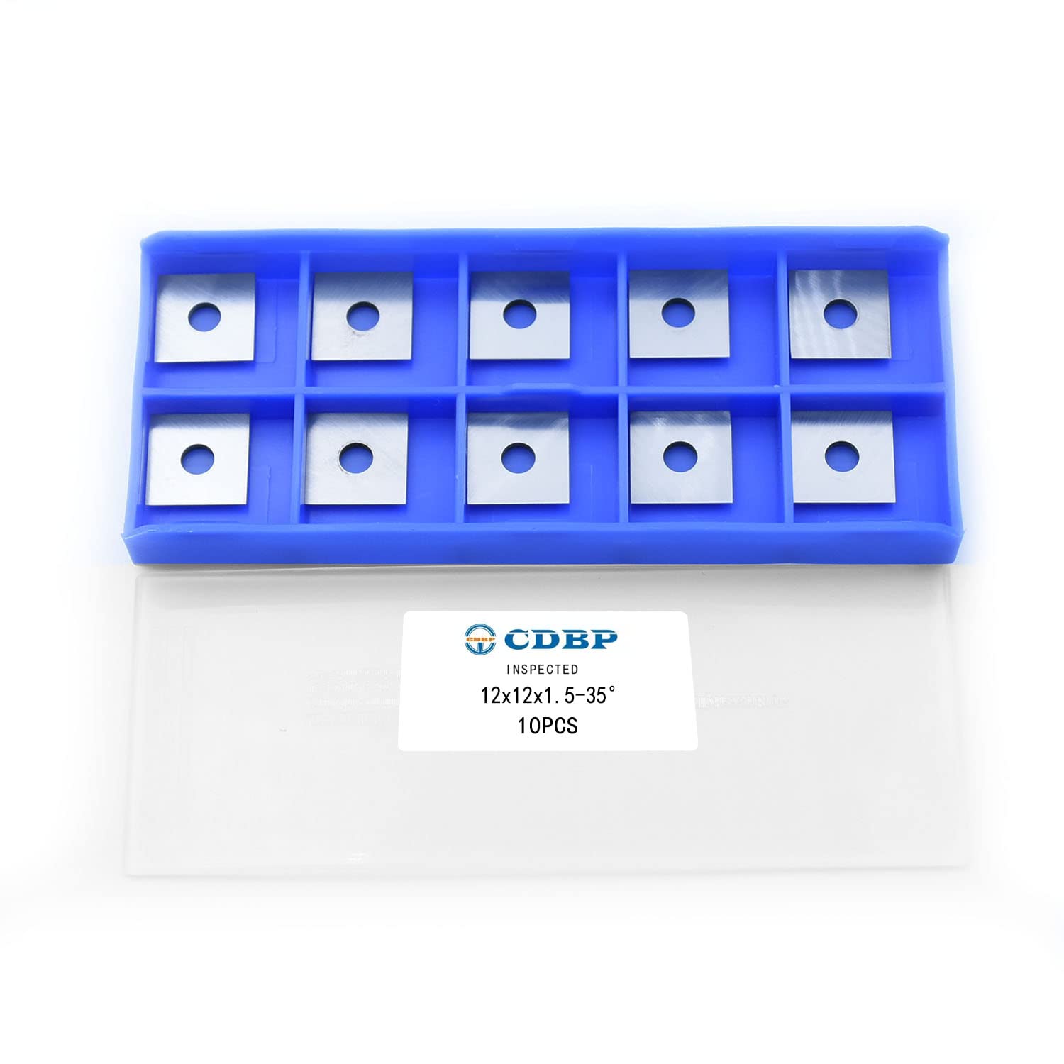 12mm Square Straight Carbide Inserts - 4 Cutting Edge 12x12x1.5mm-35° Replacement for Woodworking - Fits Spiral Helical Planer Cutter Head - 10pcs - Perfect for Hardwood Flooring, Cabinet Making & Furniture Crafting
