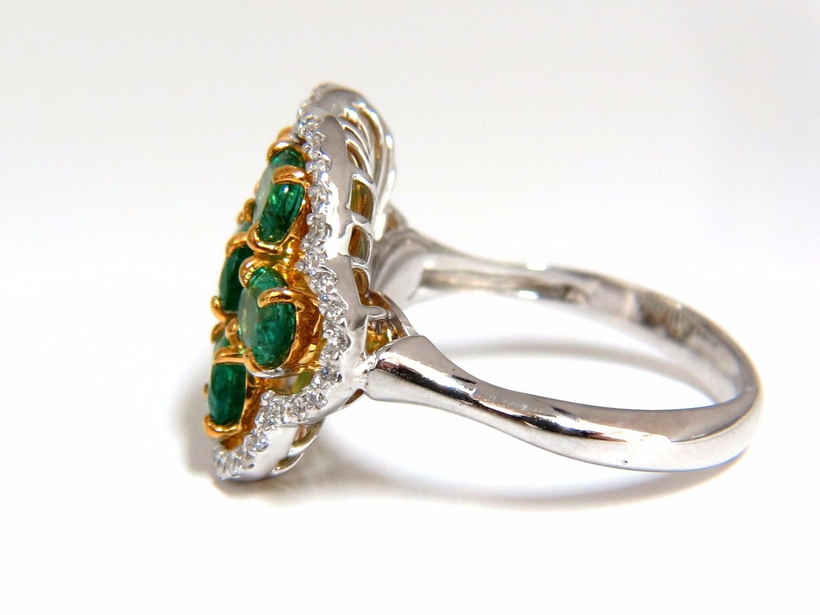 3.02 Carat Natural Oval Emerald Diamond Cocktail Ring in 14K Gold (G/VS) - Perfect for Evening Parties, Weddings & Special Occasions
