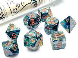 Chessex Lab Dice CHX 30049 - Lustrous Alpestris/Orange Polyhedral 7-Piece Dice Set for D&D, RPG, Tabletop Gaming & Collectors