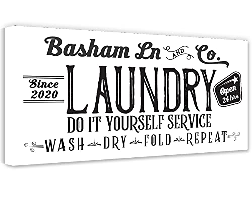 Personalized Laundry Room Wall Art - Stretched Canvas on Heavy Wood Frame, Ready to Hang - 30x60 Inch Black Framed Decor - Perfect for Housewarming Gifts & Laundry Room Decoration - Ideal for Home, Apartment, or Laundromat Decor
