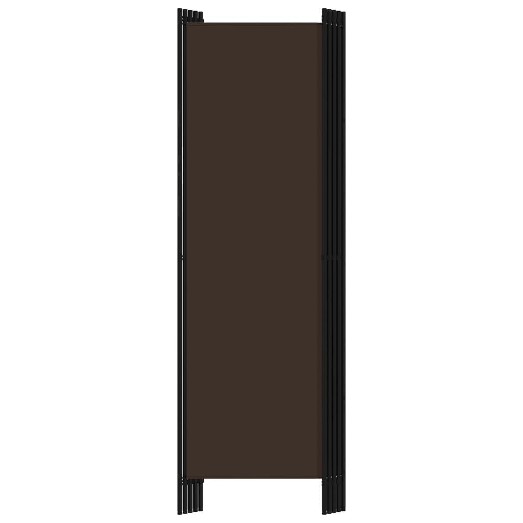 VidaXL 5-Panel Freestanding Room Divider with Durable Powder-Coated Iron Frame & Brown Fabric Screens - Multifunctional Privacy Screen for Bedroom, Living Room, Office or Studio - Perfect for Space Partition & Home Decor