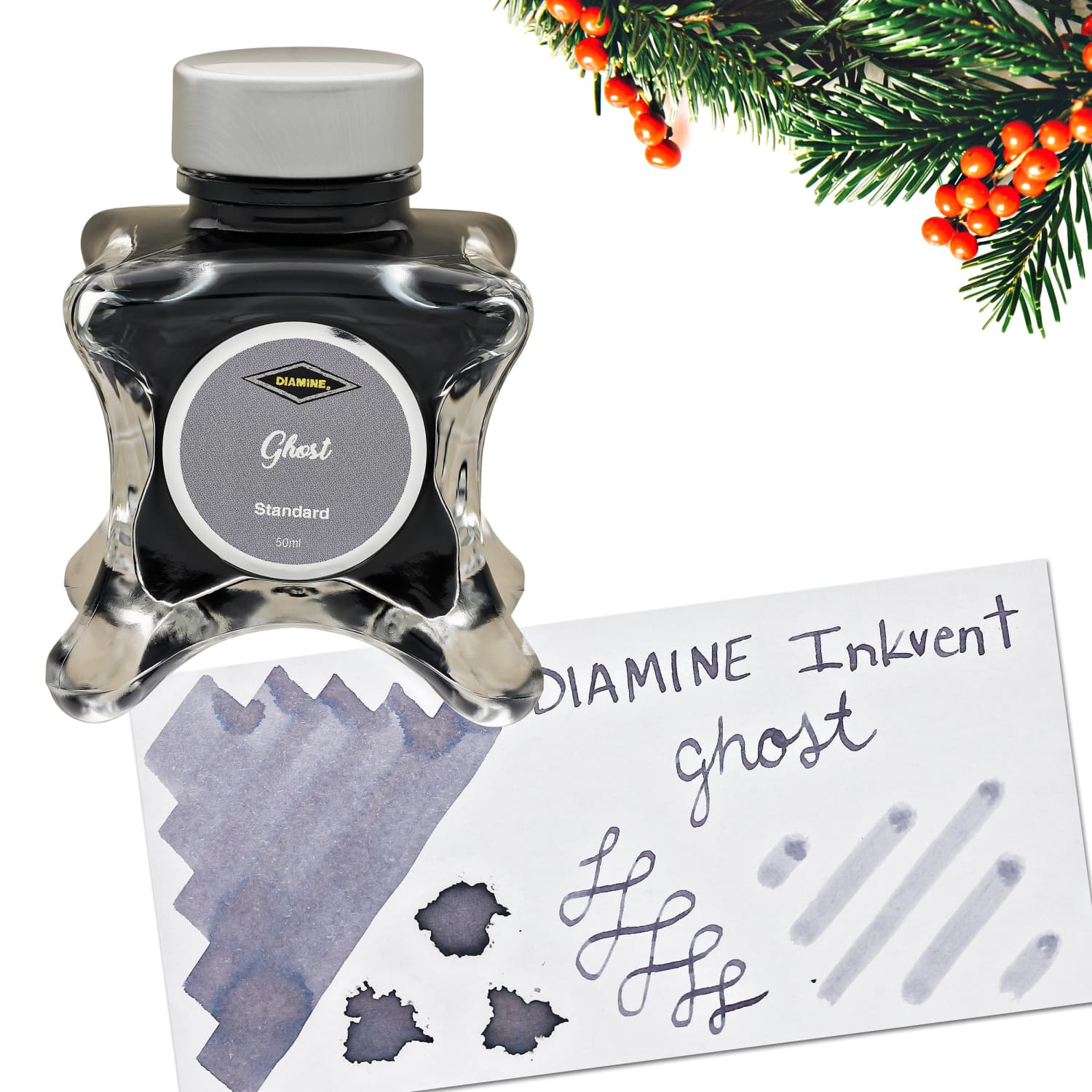 Diamine Inkvent Green Edition Ghost - 50 mL Standard Bottled Fountain Pen Ink for Calligraphy, Journaling & Artistic Writing