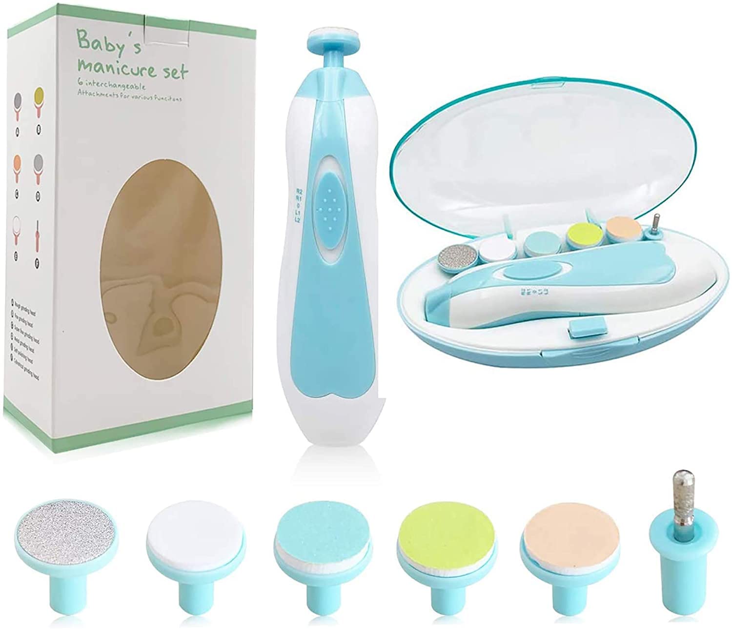 Safe Electric Baby Nail Trimmer Kit with LED Light - Gentle Newborn Infant Toddler Nail Clippers for Fingernails & Toes Care - Battery Operated (AA) - Perfect for Stress-Free Baby Grooming at Home