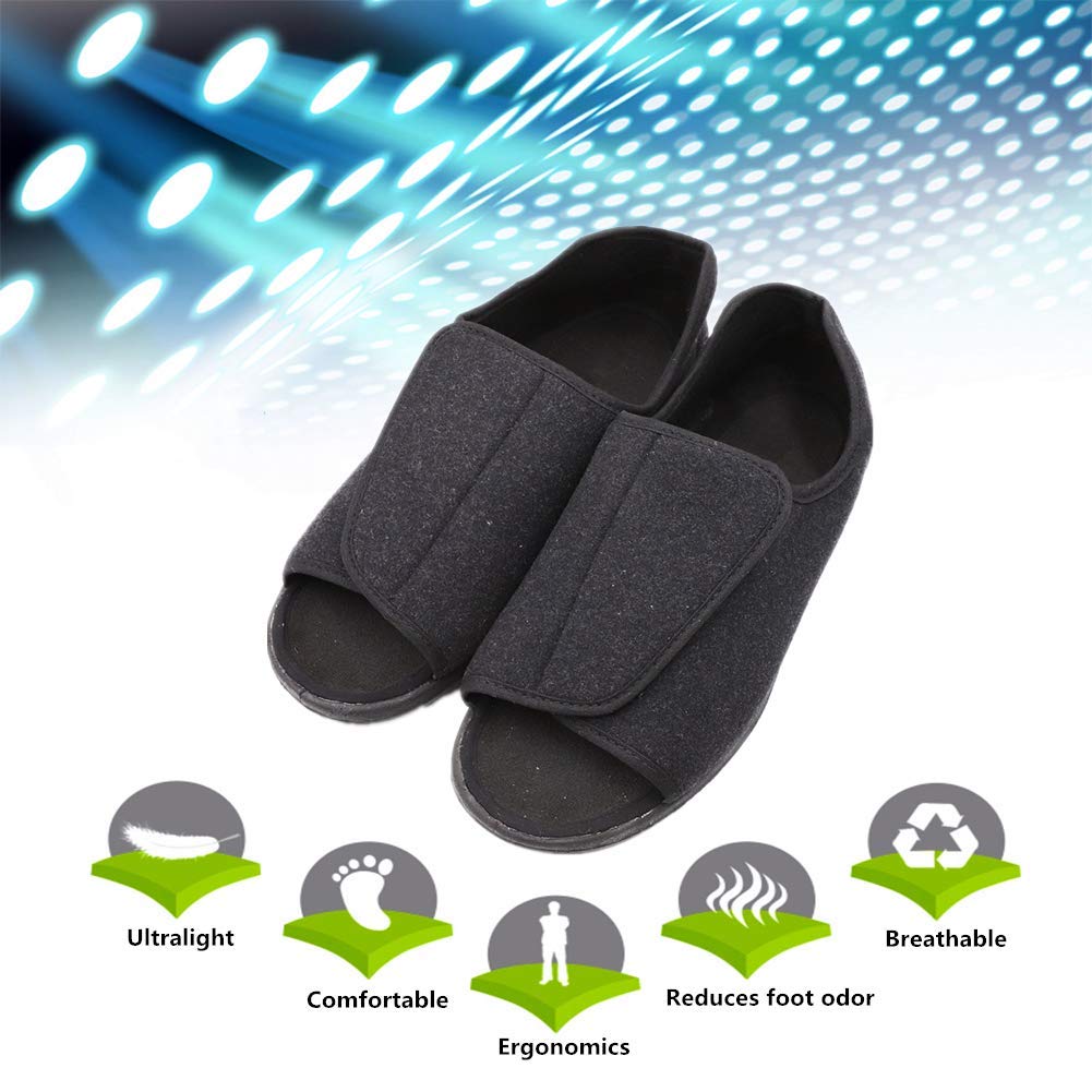 **Men's Open Toe Diabetic Slippers - Adjustable Orthopedic Wide Width Walking Shoes for Arthritis, Edema & Swollen Feet - Comfortable Recovery Footwear for Elderly Men - Ideal for Home, Hospital & Daily Use**