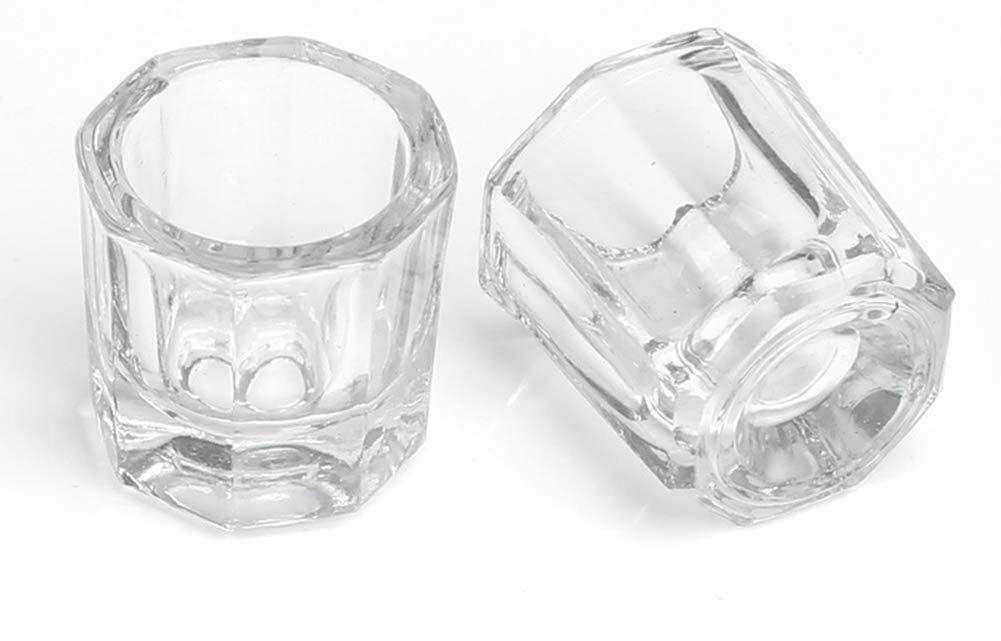 2PCS Crystal Glass Acrylic Powder Liquid Nail Art Cup with Lid - Manicure Bowl Container for Nail Extension & Dip Powder - Perfect for Salon, Home DIY Nail Art & Professional Nail Technicians
