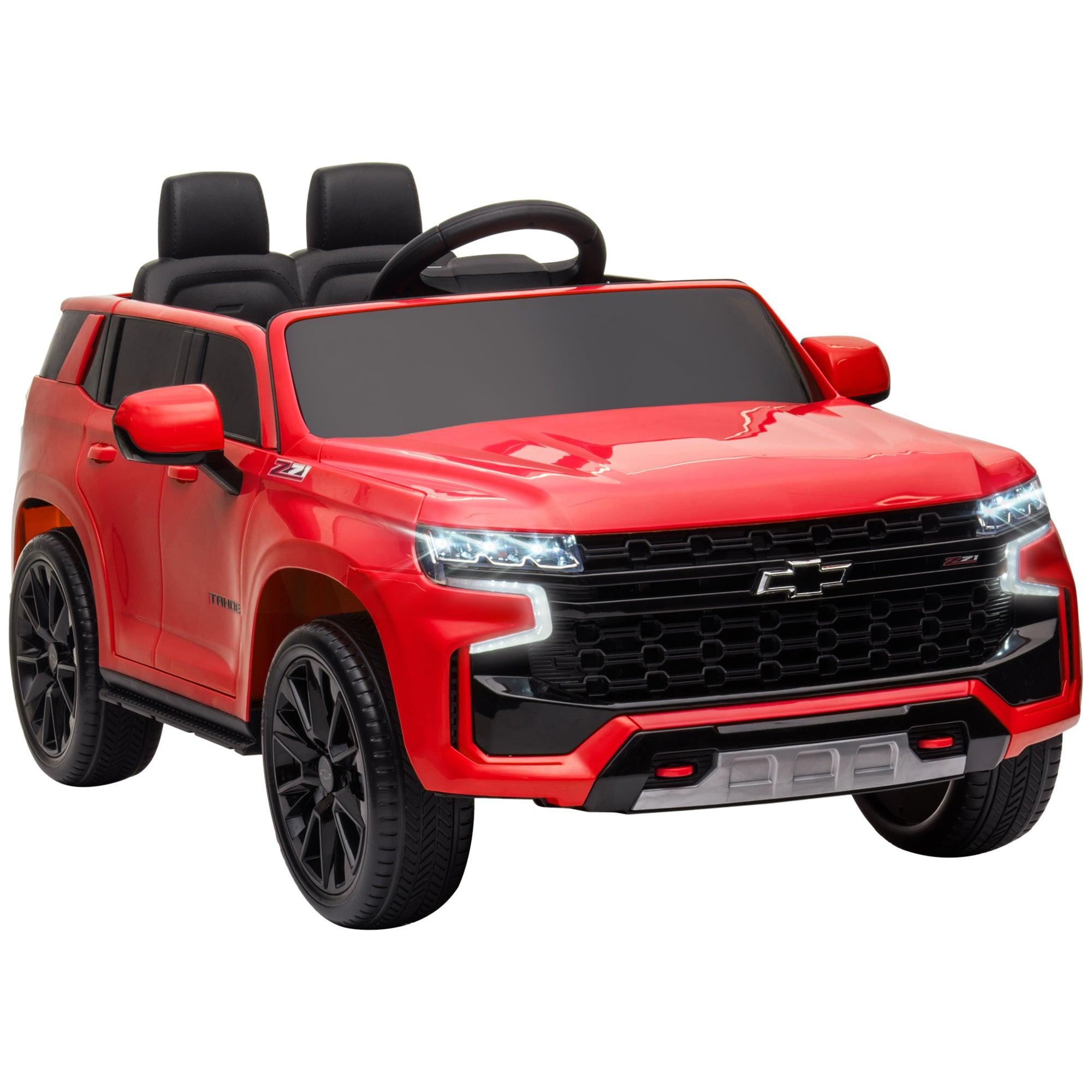 Chevrolet TAHOE Licensed 12V Battery Powered Kids Electric Ride-On Car with Parent Remote Control, Music, Lights & Horn - Red Toy Car for Boys & Girls Ages 3-6 | Perfect for Birthday Gifts, Outdoor Play & Backyard Fun