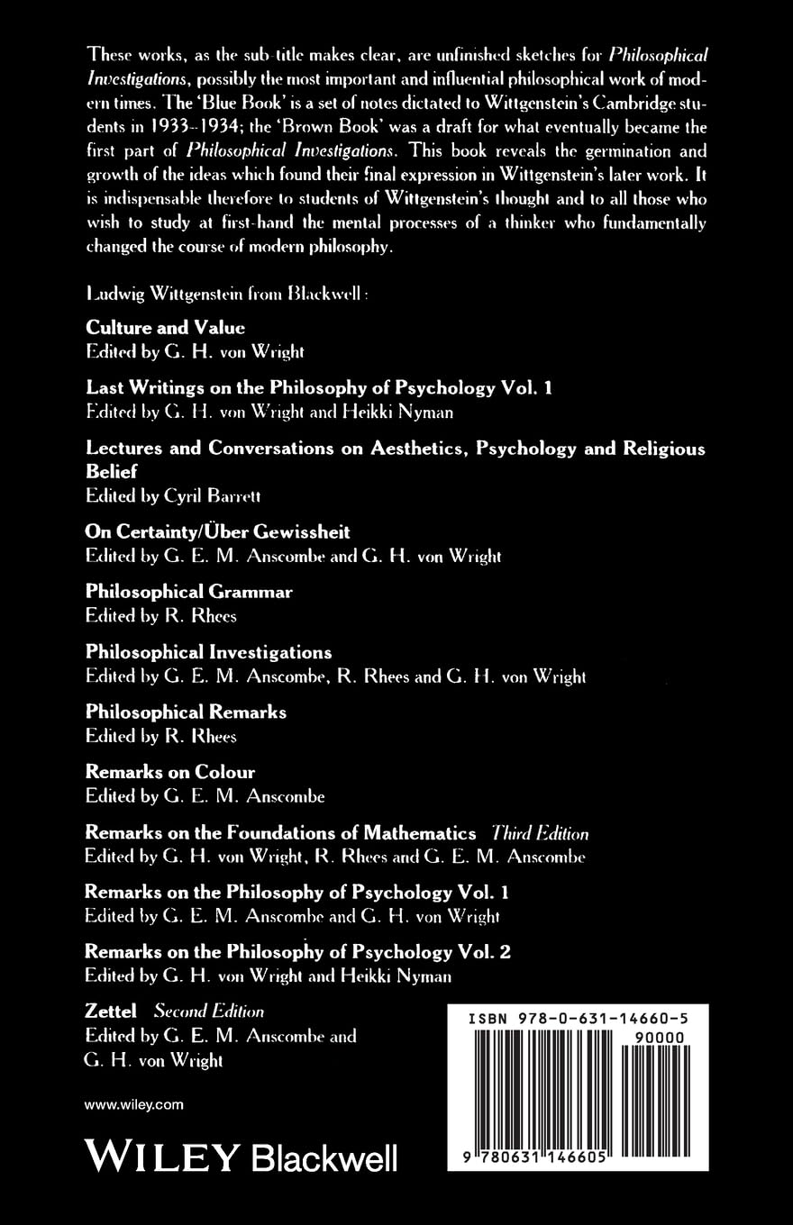 The Blue and Brown Books: Wittgenstein's Philosophical Investigations - Essential Reading for Philosophy Students & Scholars | Study, Research & Academic Discussion