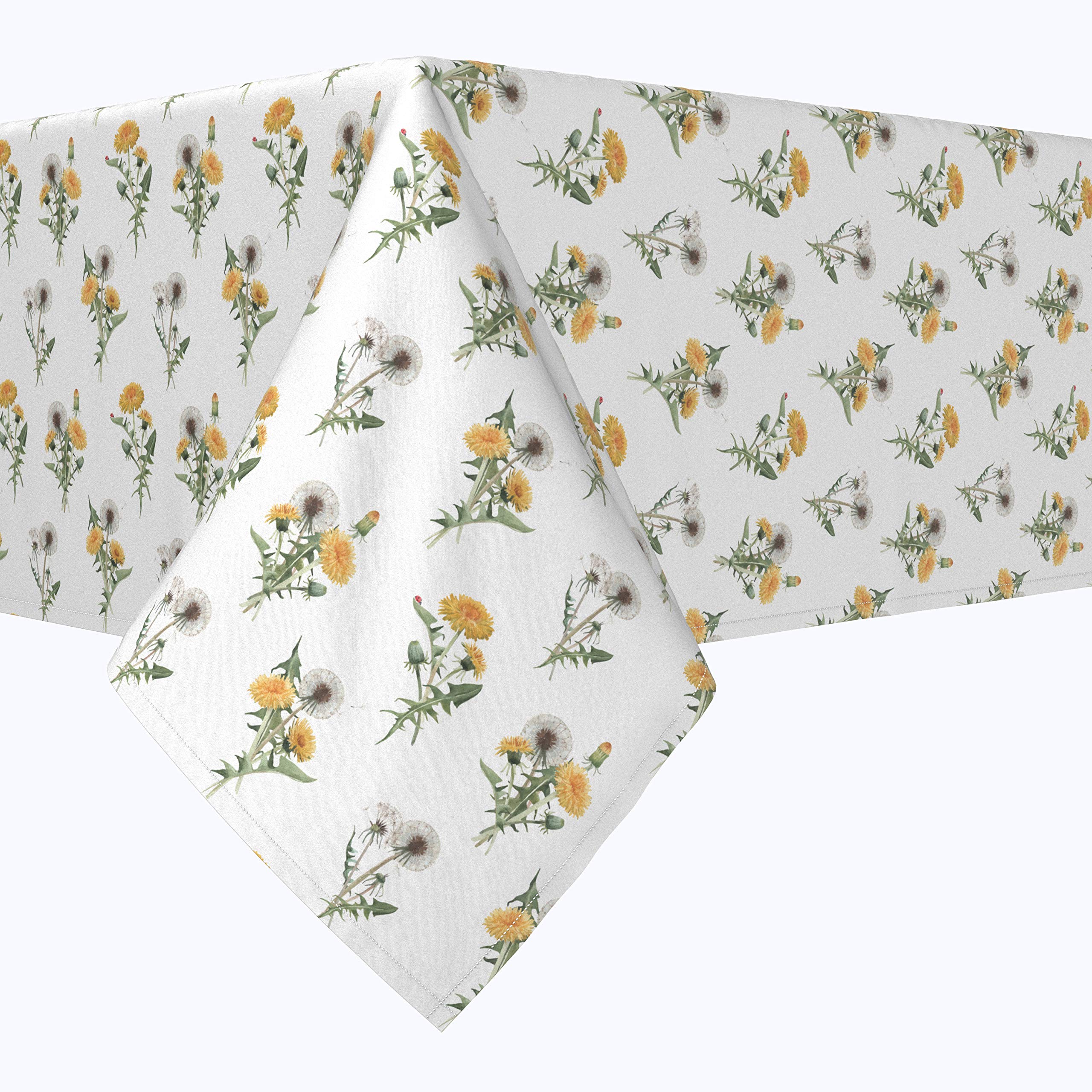 Premium 100% Milliken Polyester Tablecloths & Table Runners Set - Machine Washable Fabric Textile for Dining & Outdoor Use - Dandelion Print (54