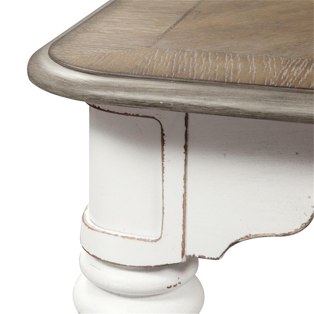 Liberty Furniture Magnolia Manor Gathering Table - Antique White Finish - Farmhouse Dining Table for Kitchen, Dining Room, and Entertaining