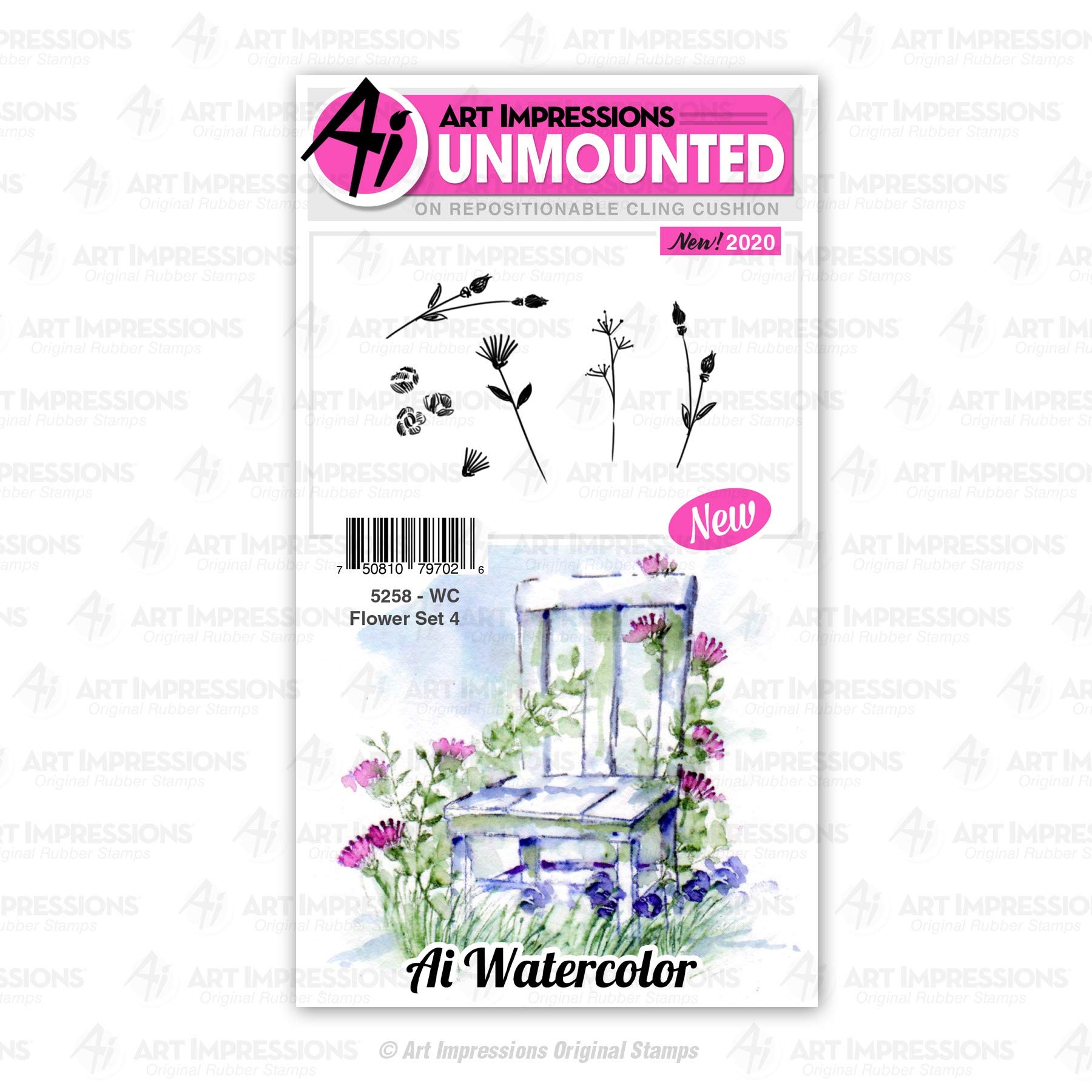ART IMPRESSIONS Watercolor Stamp Set - 4 Beautiful FLWR & WC Flower Stamps for Card Making, Scrapbooking & DIY Crafts
