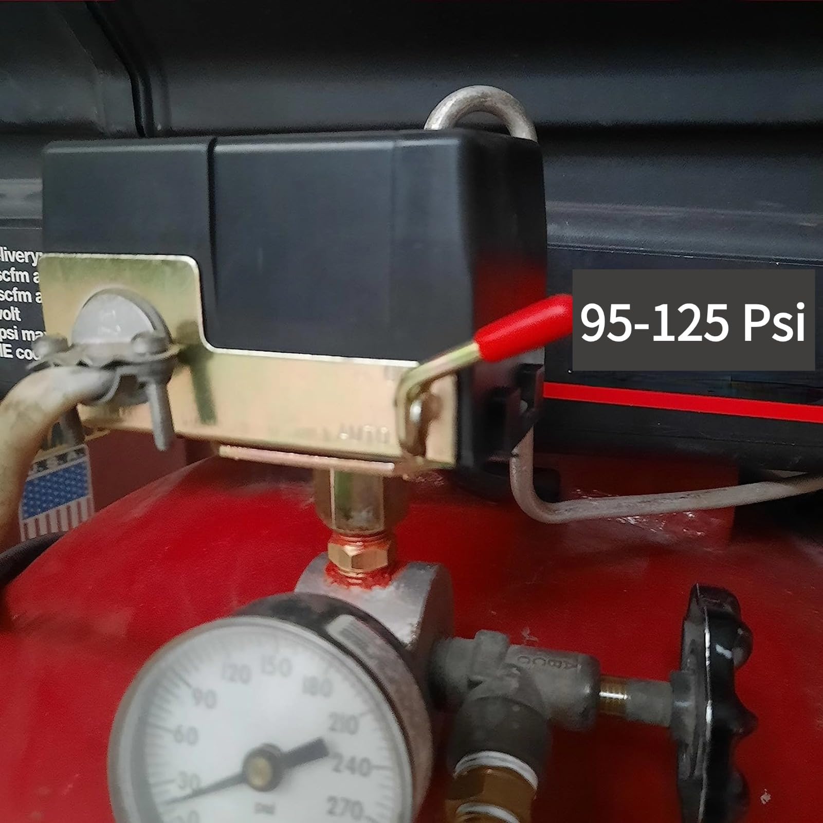 95-125 Psi Air Pressure Switch, 20A 220V Air Compressor Pressure Control Valve for Pump - Ideal for Industrial Machinery, HVAC Systems & Workshop Tools