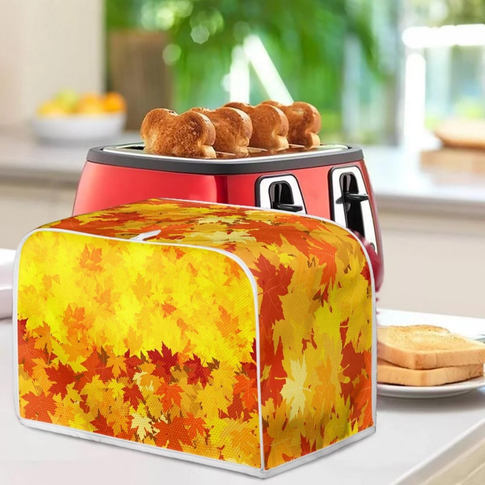 4 Slice Fall Maple Toaster Cover - Anti-Fingerprint Dustproof Kitchen Accessory for Most Standard Toasters | Thanksgiving Decor & Women's Gift Idea | Perfect for Cozy Autumn Breakfasts & Holiday Gatherings