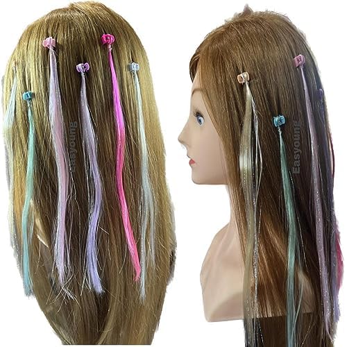 12 Pcs Hair Tinsel Kit - 6 Color Fairy Hair Glitter Extensions with Clips | Kids Hair Highlights, Braid Decorations & Party Hair Accessories for Festivals, Cosplay & Special Occasions