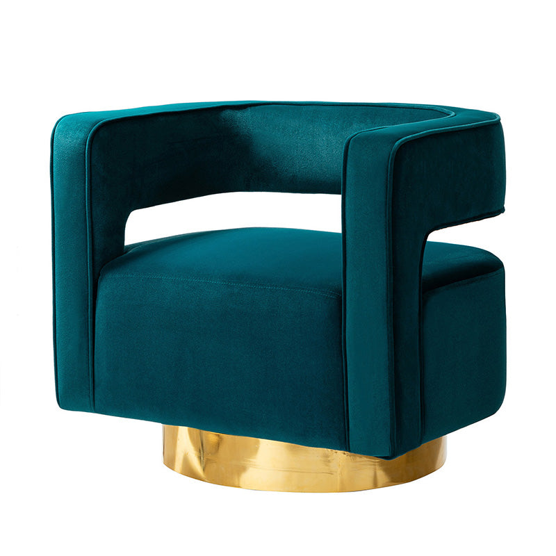 Agata Velvet Swivel Barrel Armchair - Modern Velvet Accent Chair with 360° Rotation for Living Room, Bedroom & Office