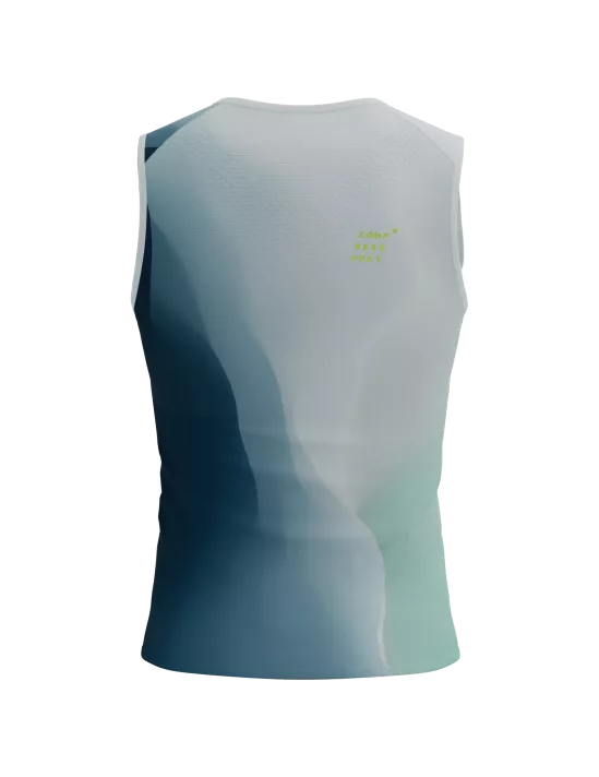Compressport Men's Running Tank Top - Lightweight, Breathable & Moisture-Wicking Athletic Shirt for Marathon & Workout - Niagara Blue