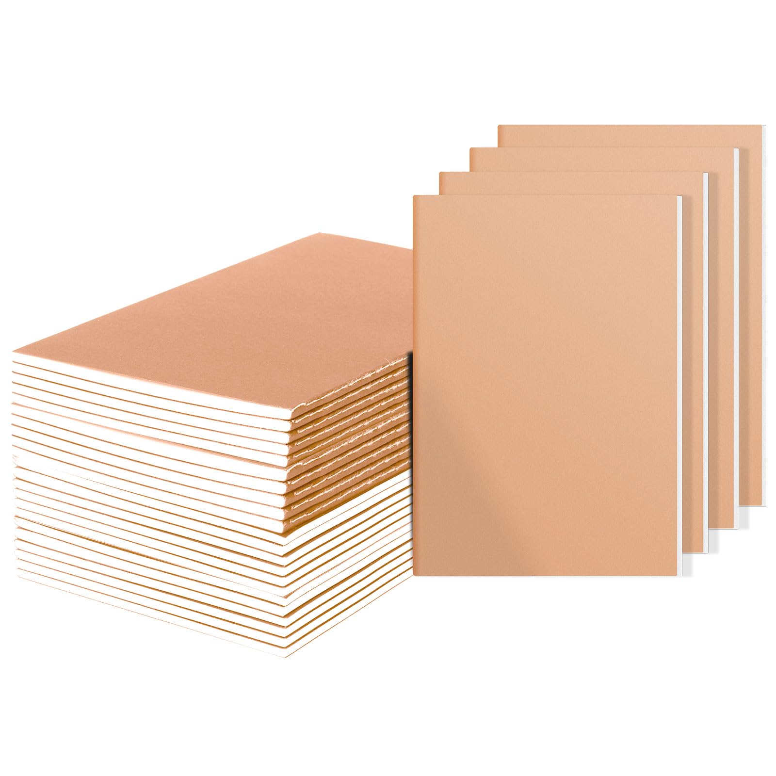 Ddaowanx 24 Pack A5 Kraft Notebooks - Bulk Blank Paper Sketchbooks for Office, School & Travel, 72 Pages (36 Sheets) 80GSM, 8.3x5.5 Inch - Perfect for Journaling, Note Taking & Creative Writing