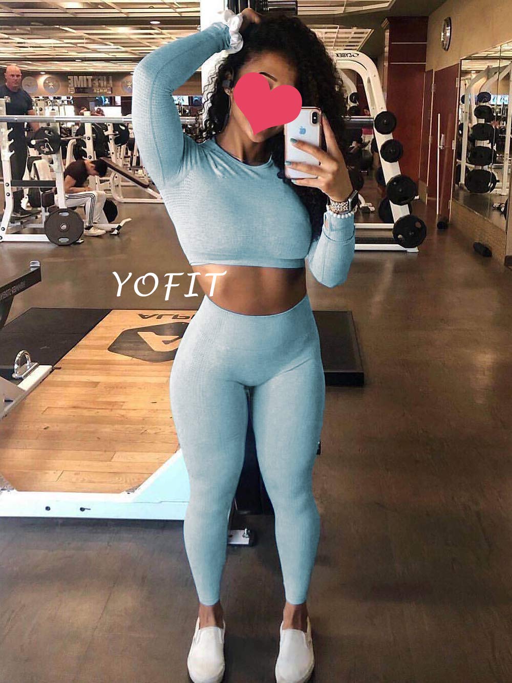 Seamless High Waist Yoga Pants & Long Sleeve Crop Top 2-Piece Workout Set for Women - Perfect for Gym, Yoga & Fitness Training