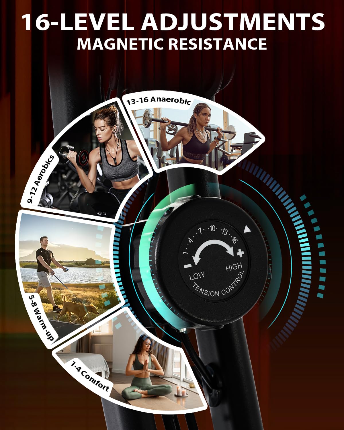Merax Foldable 3-in-1 Magnetic Exercise Bike - 16-Level Resistance Indoor Cycling Bike for Home Workout (300LB Capacity) | Perfect for Cardio Training, Weight Loss & Home Gym Fitness