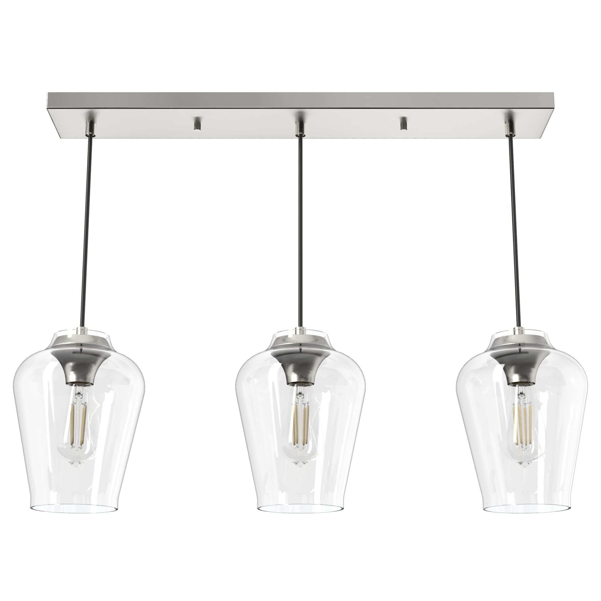 Hunter Fan Company 19725 Vidria Cluster Pendant Light Fixture - Brushed Nickel Finish - Modern Ceiling Light for Dining Room, Kitchen Island & Bedroom