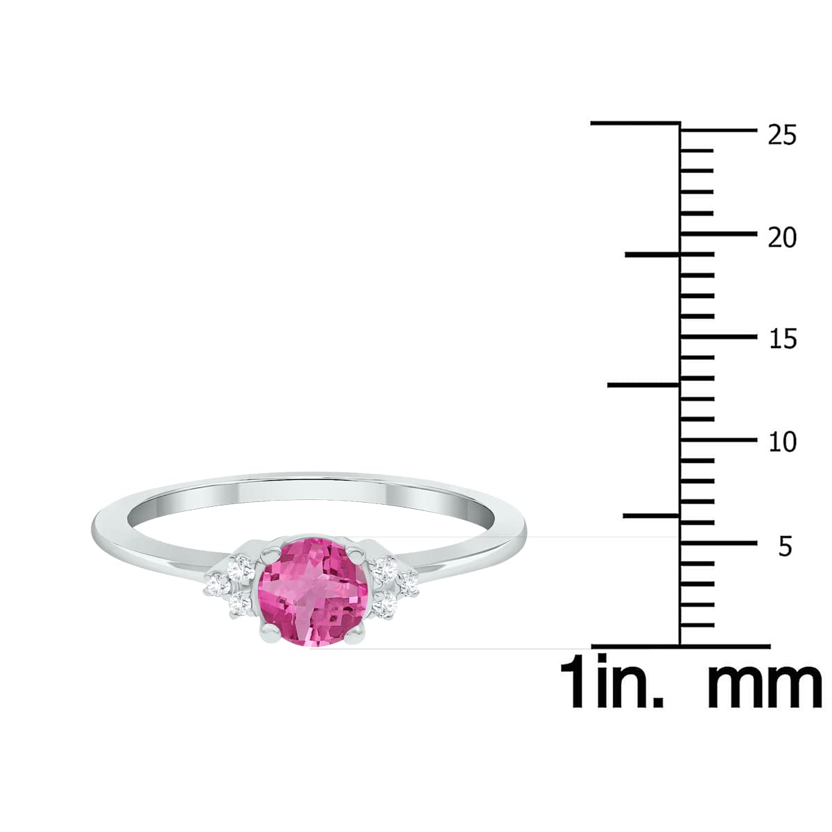 10K White Gold Women's Pink Topaz & Diamond Half Moon Ring - Elegant Jewelry for Weddings, Anniversaries & Special Occasions