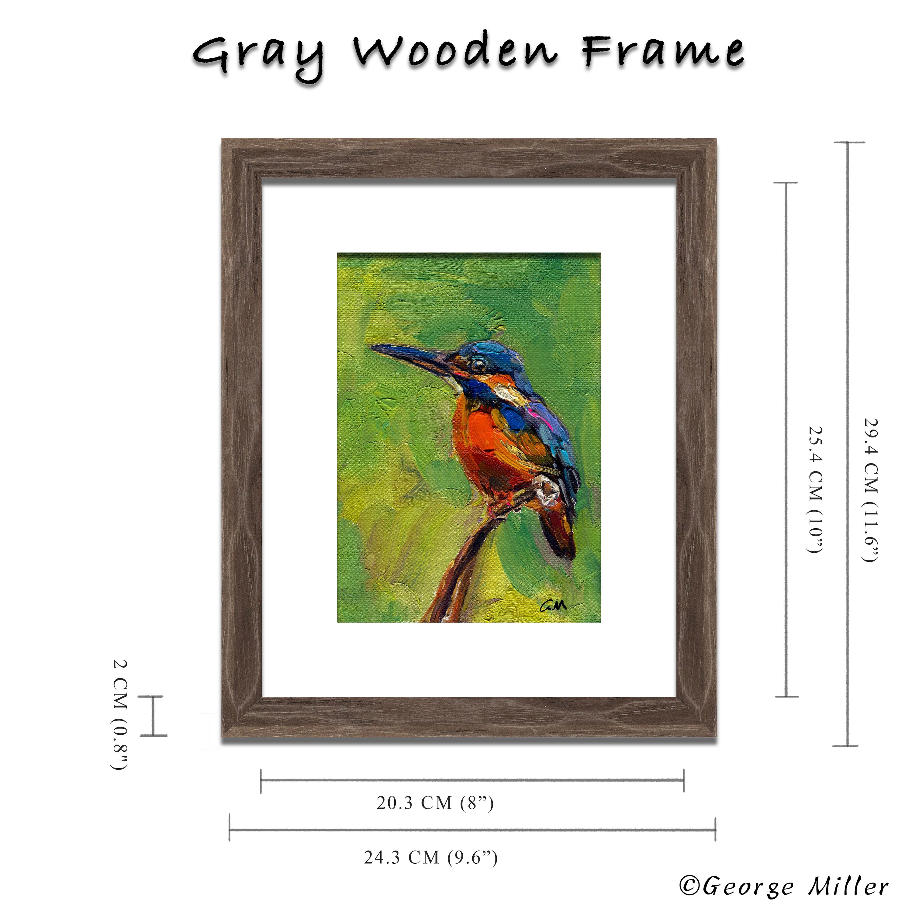 Original Kingfisher Oil Painting by George Miller - Handmade Palette Knife Art with Textured Impasto - Vibrant Bird Wall Decor for Living Room, Bedroom & Office