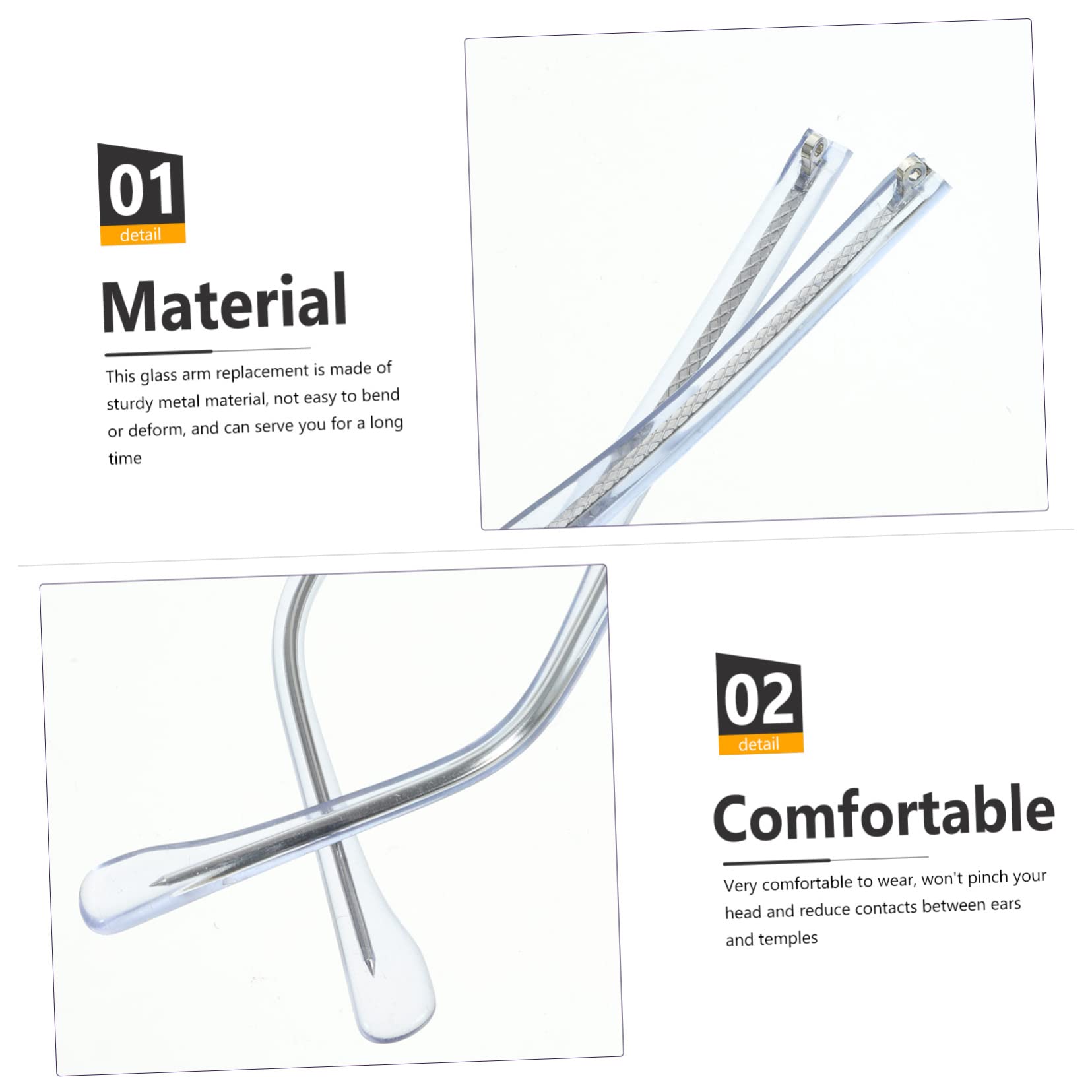 NUOBESTY 5 Pairs Universal Glasses Frame Temple Replacement Arms - Metal Hinge Sleeves for Eyeglasses & Sunglasses Repair - Perfect for Broken Frames, DIY Fixes, and Optical Accessories Replacement