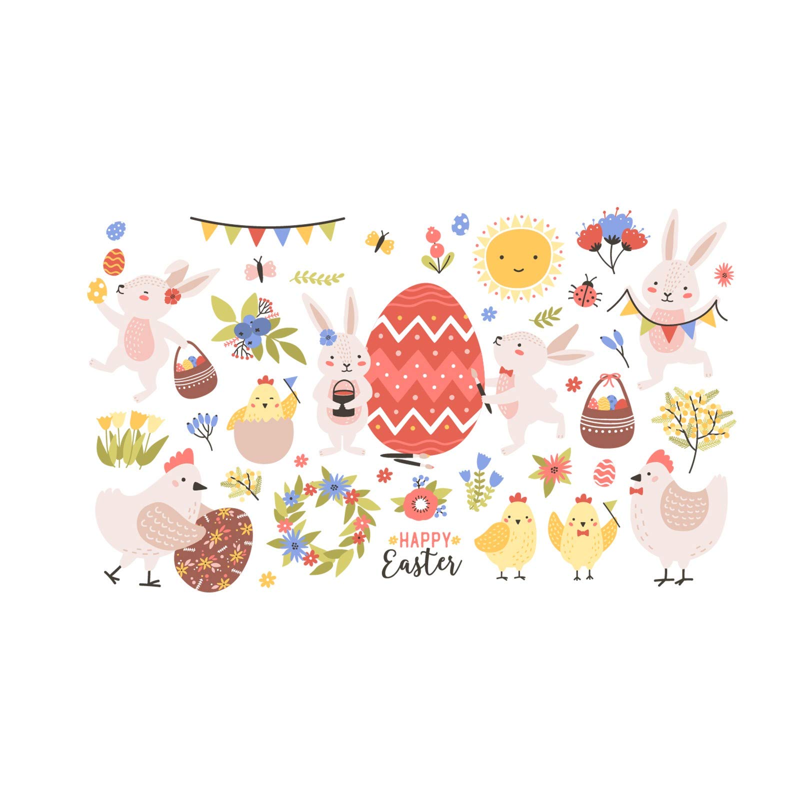 Celendi 3D Easter Wall Stickers & Murals - Removable Party Wall Decals for Home Decor - Perfect for Easter Celebrations, Kids' Rooms, and Spring Home Decoration