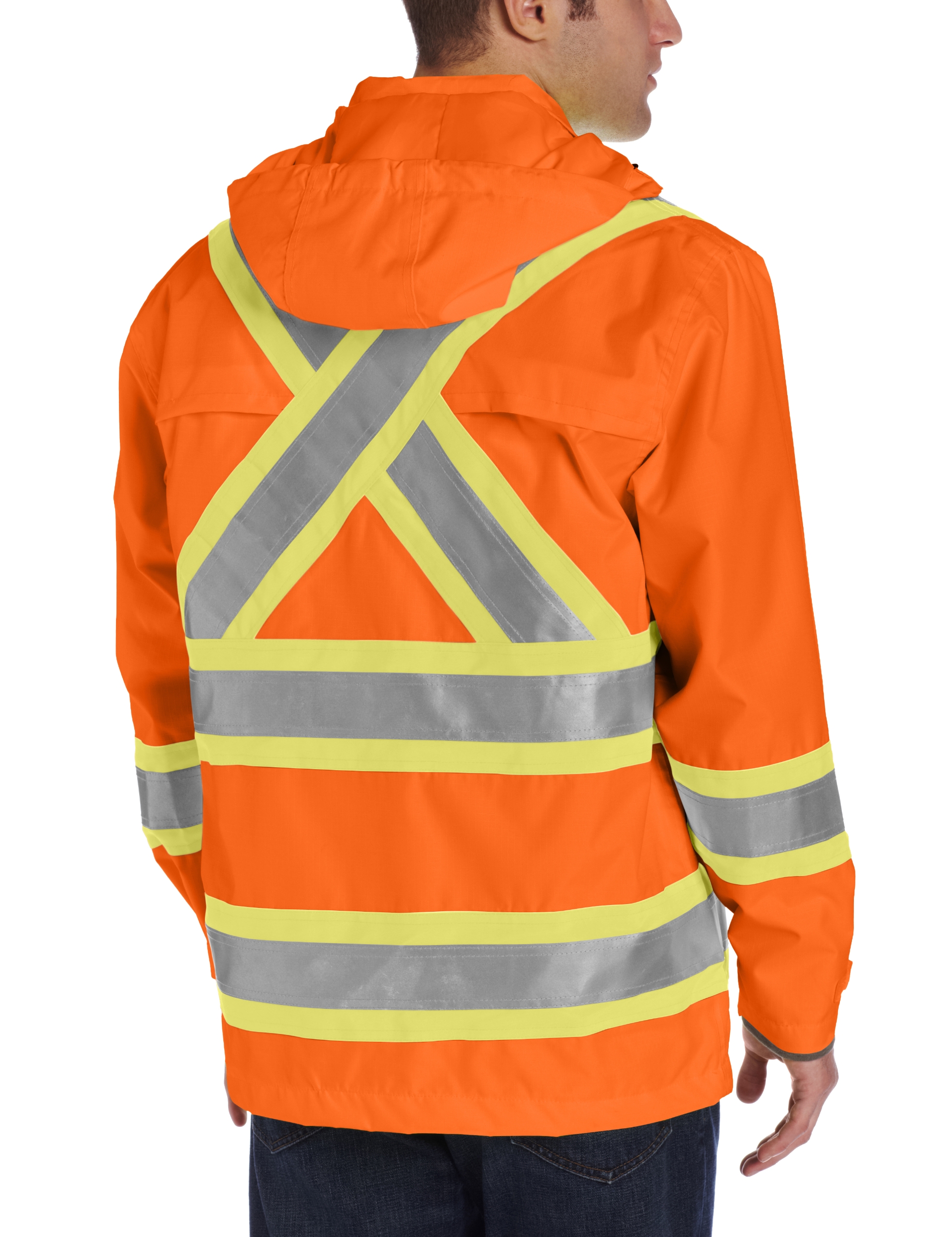 Work King Men's High-Visibility Waterproof Rain Jacket - Reflective Safety Workwear for Outdoor Construction & Stormy Weather