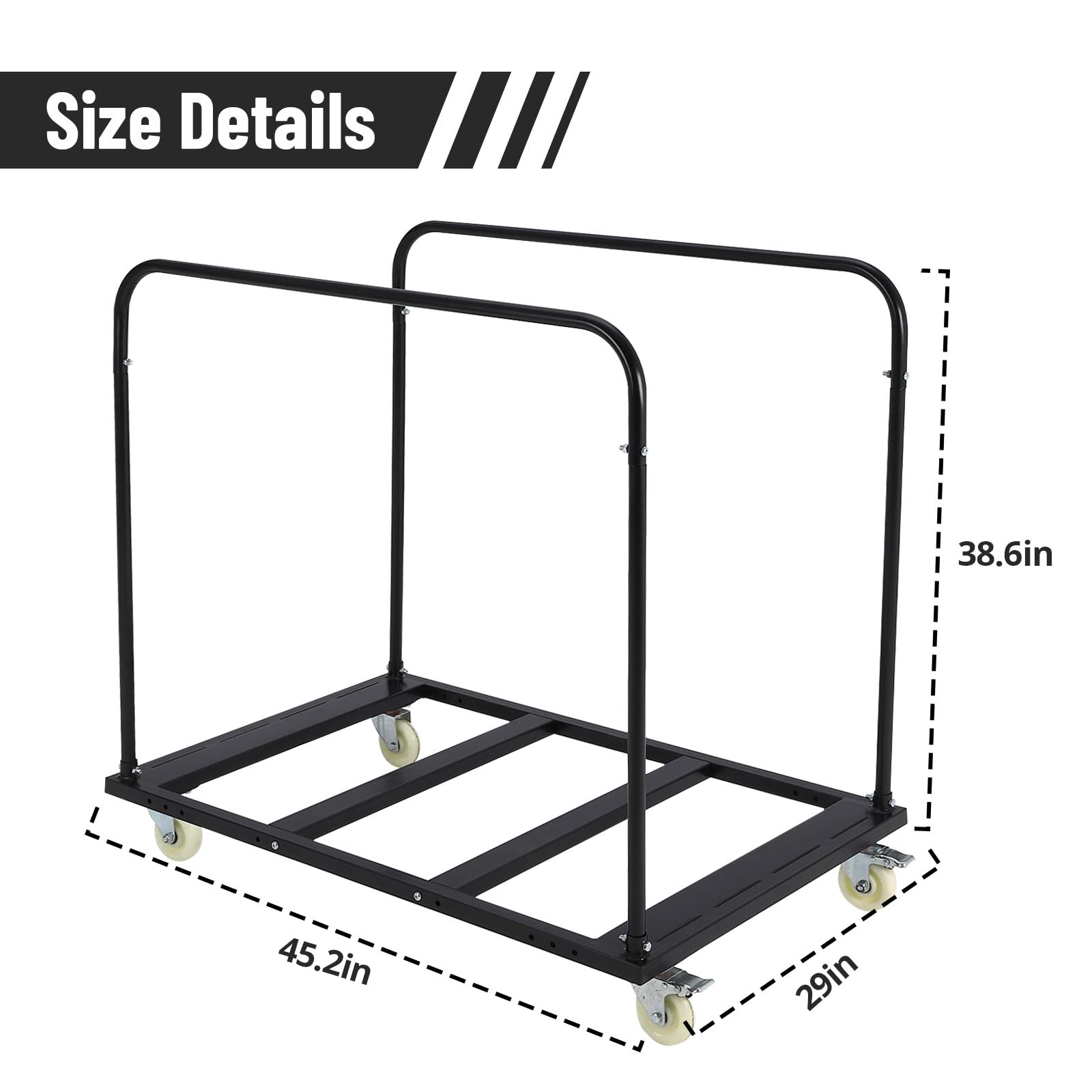 Heavy-Duty Folding Table Cart Rack - 1500 LBS Capacity Panel Dolly with 5