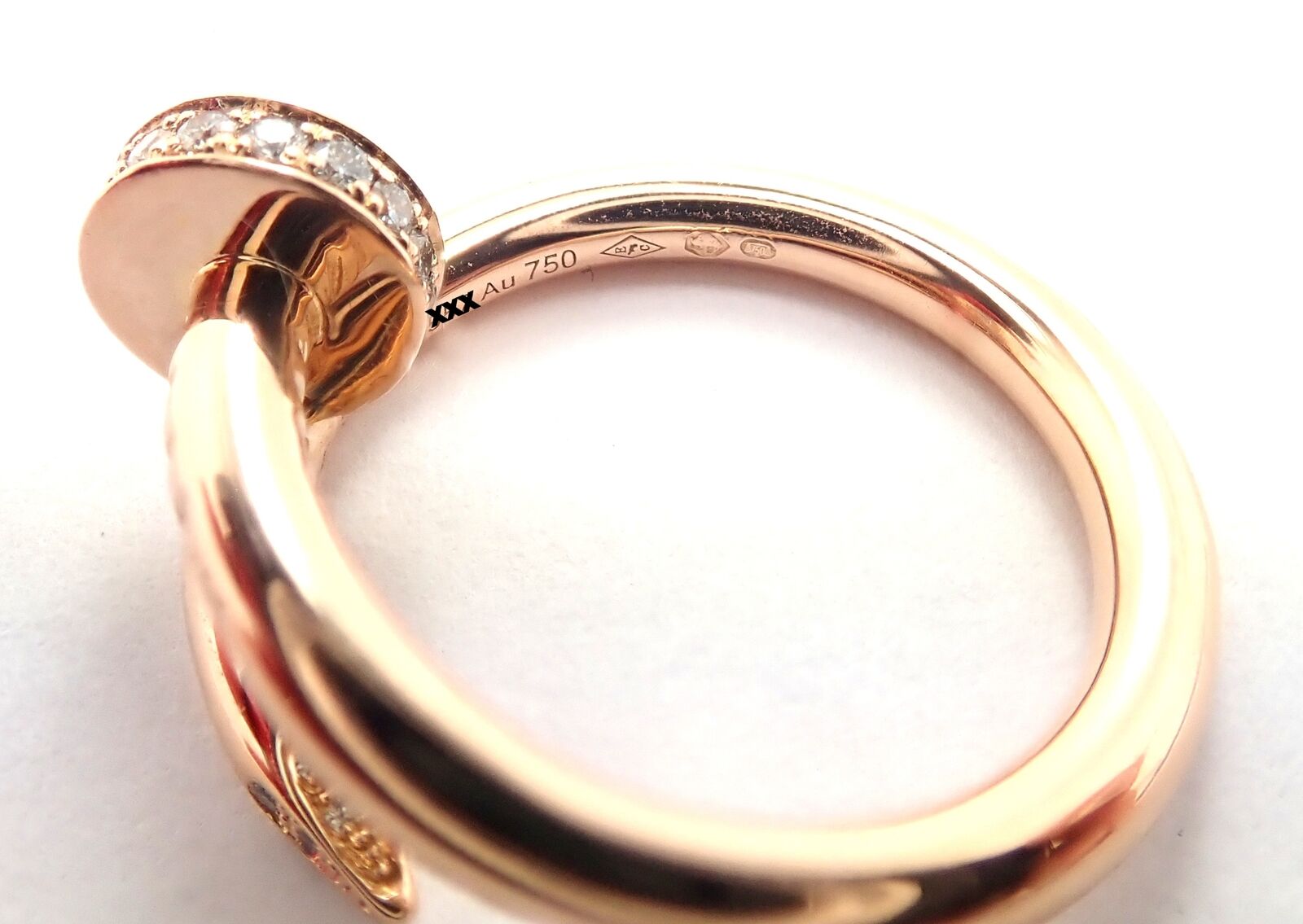 Authentic Cartier Juste Un Clou 18k Rose Gold Diamond Ring Size 53 - Luxury Nail Band Jewelry for Women, Perfect for Weddings, Parties & Special Occasions