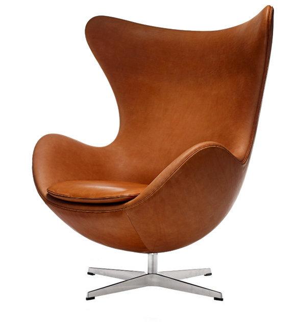 Jacobsen Egg Chair by Fritz Hansen - Premium Leather Mid-Century Modern Lounge Chair for Living Room, Office & Reading Nook