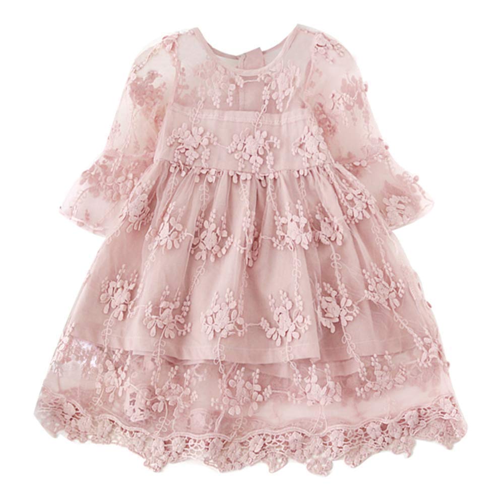 NNJXD Girls Lace Princess Dress - Vintage Floral Tulle Party Gown for Flower Girls, Pageant, Summer Weddings & Special Occasions | Perfect for Birthday Parties, Photo Shoots & Formal Events