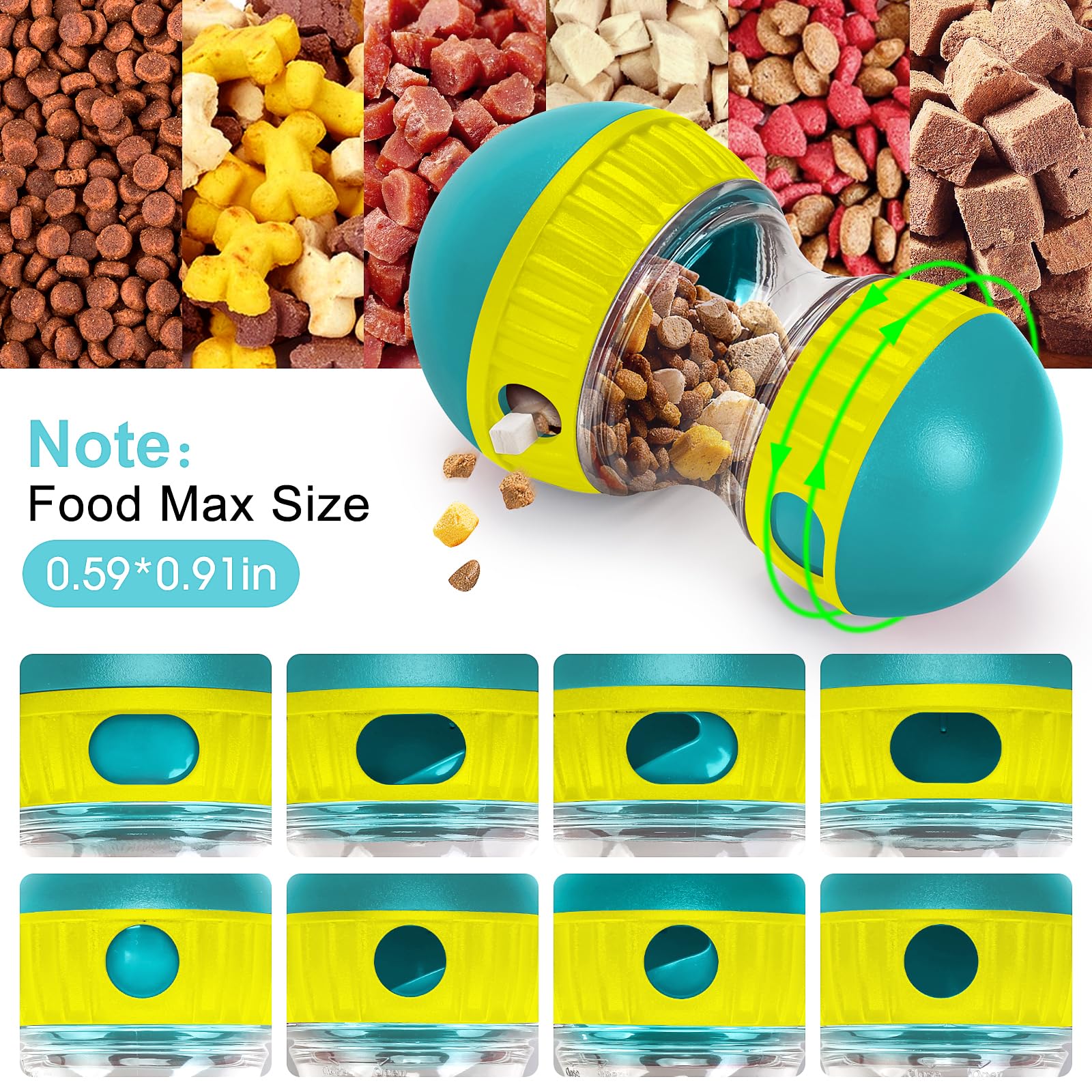**Interactive Dog Treat Toy - Adjustable & Durable Puzzle Toy for Small, Medium & Large Breed Dogs - Keeps Pets Busy & Mentally Stimulated - Perfect for Training, Boredom Relief & Playtime (Green)**