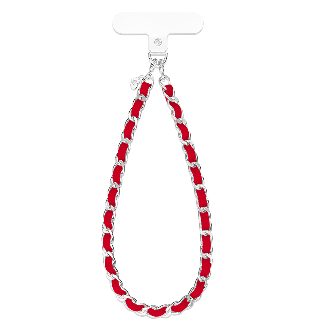 Stylish Red Leather Chain Phone Charm - Trendy Accessory for iPhone, Samsung & More | Perfect for Keychains, Bags & Gifts