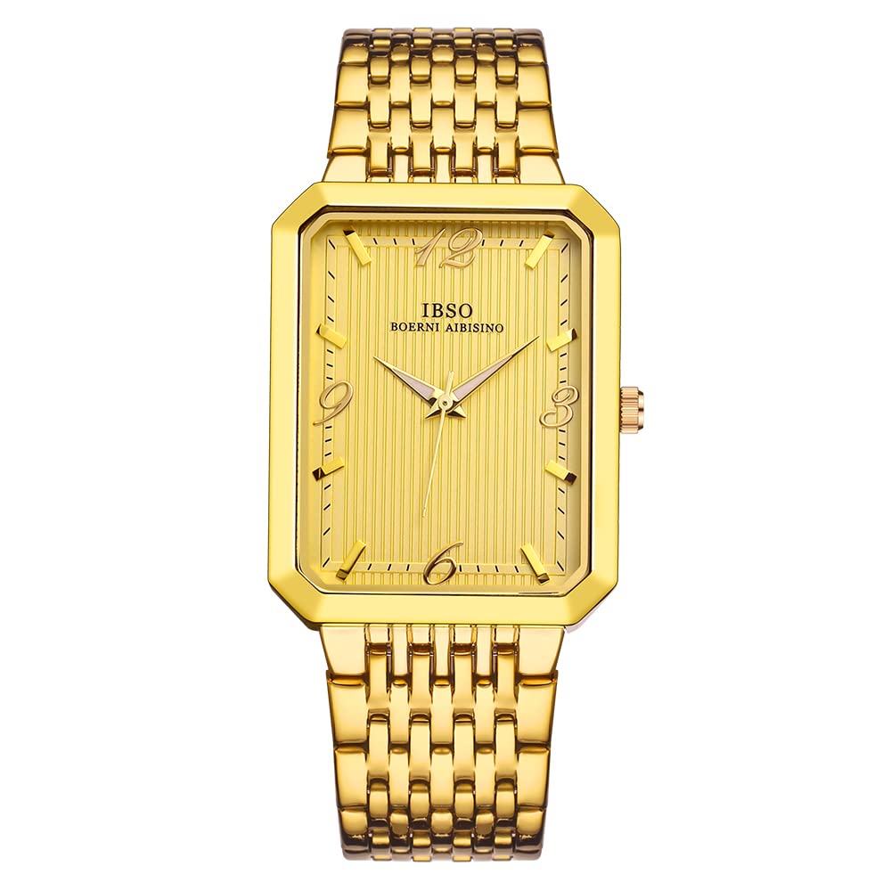 Men's Classic Rectangle Dial Quartz Wristwatch - Stylish Analog Watch for Business, Casual & Formal Occasions
