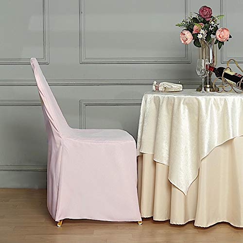 100 Pcs Blush Banquet Chair Slipcovers - Washable Polyester Removable Seat Protectors for Weddings, Parties & Dining Events - Elegant Chair Covers for Home & Event Decor