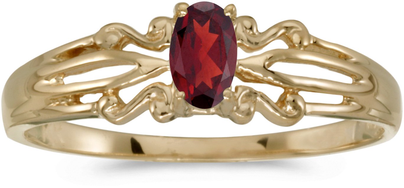 10K Yellow Gold Oval Garnet Ring for Women - Elegant Gemstone Jewelry Gift for Anniversary, Valentine's Day & Special Occasions
