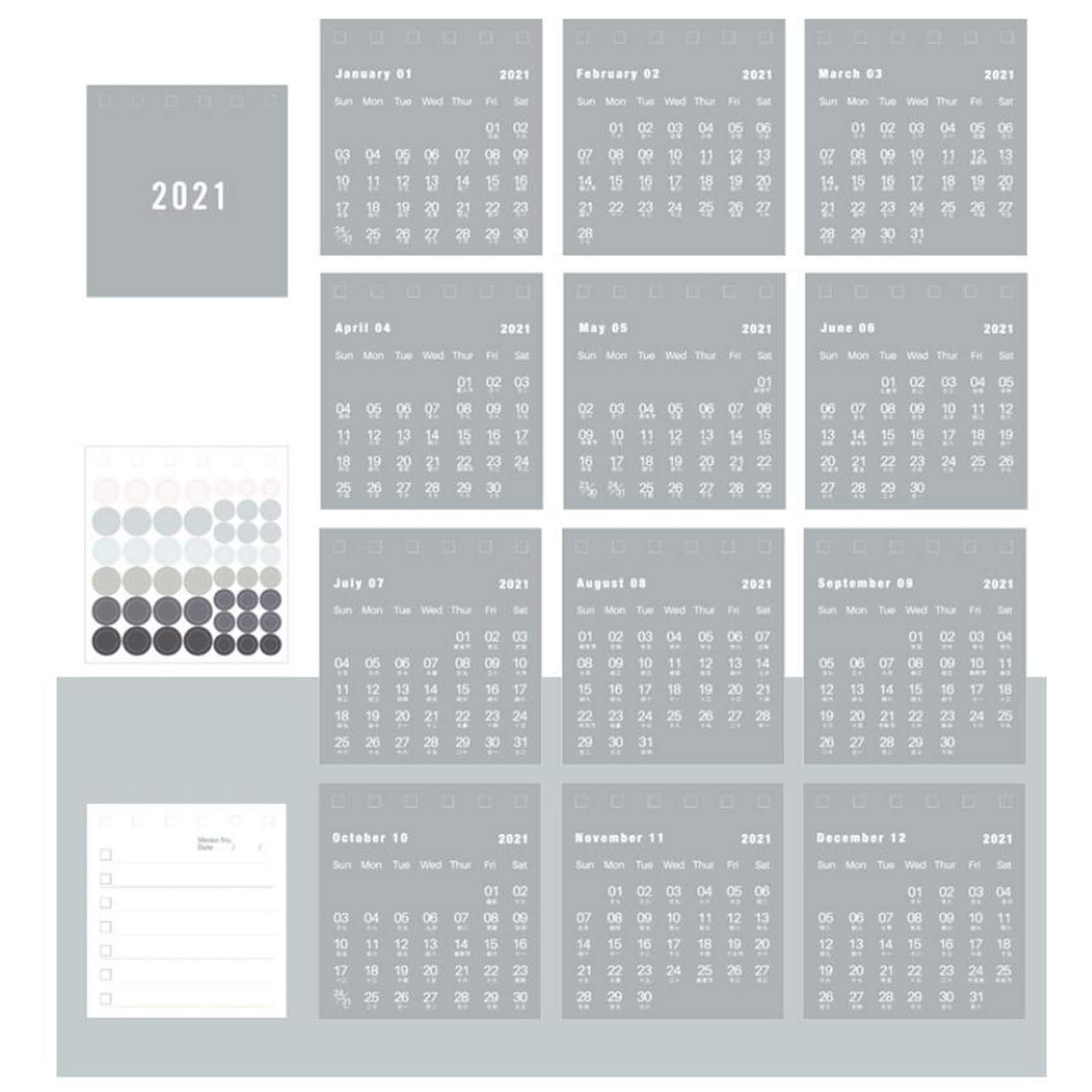 2021 Mini Monthly Desk Calendar Planner - Heave Heaven 2017 Grey Desktop Calendar | Perfect for Office, Home, School & New Year Gift Decoration
