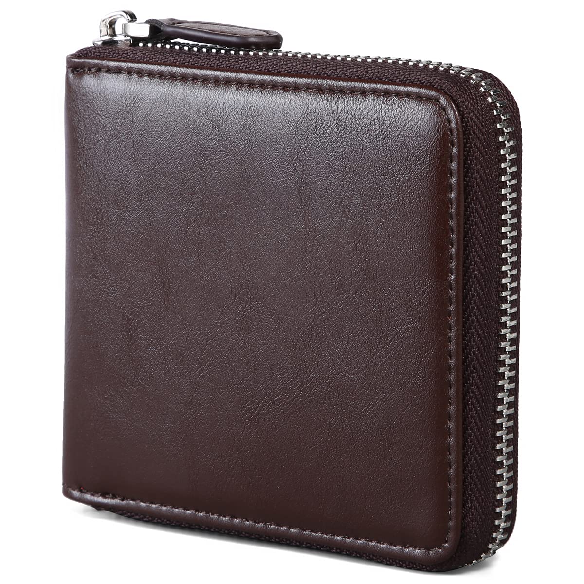 Huztencor RFID Blocking Leather Bifold Wallet for Men - Slim Credit Card Holder with Zipper - Secure Travel & Everyday Use (FBA)