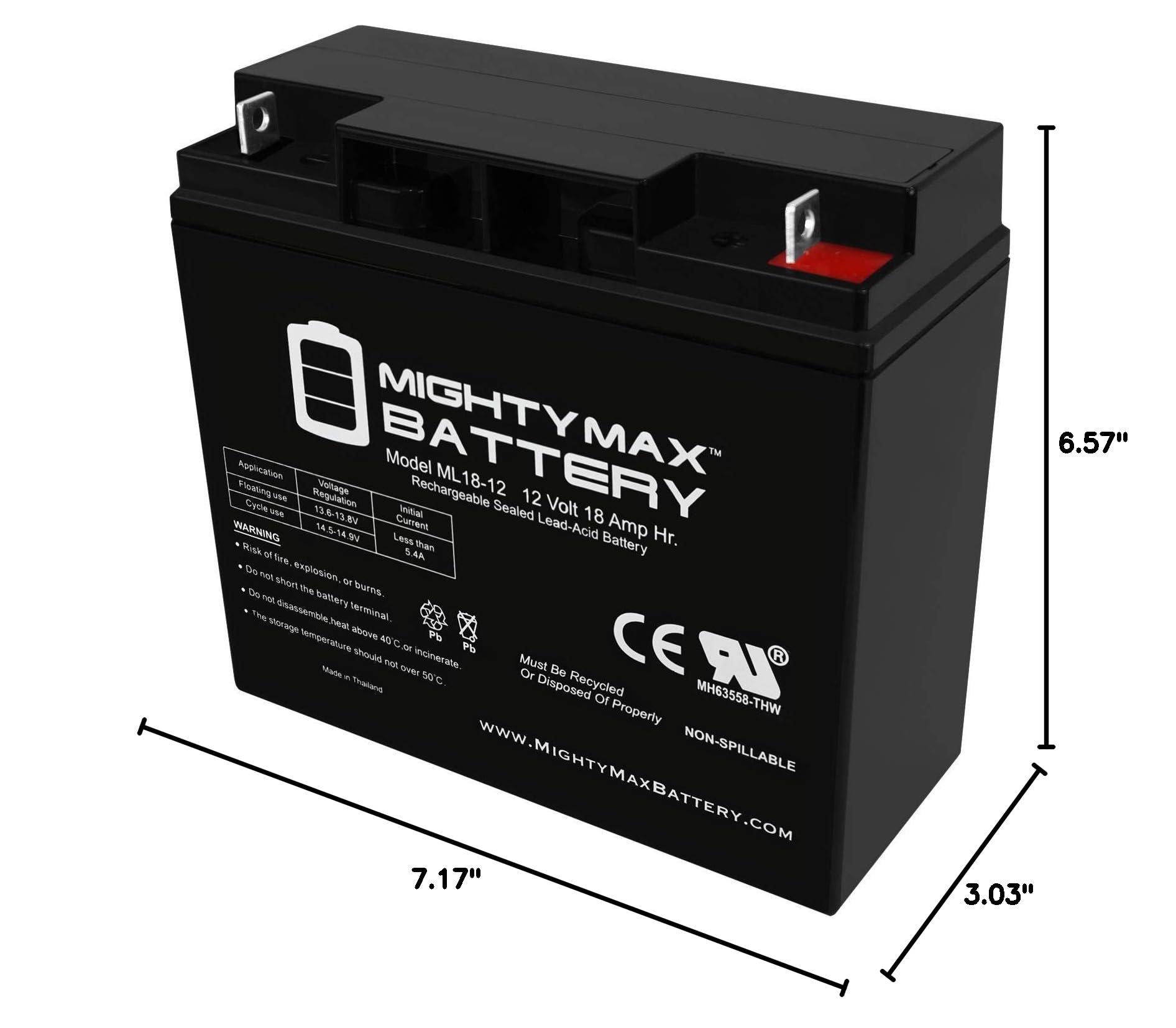 Mighty Max 12V 18AH SLA Replacement Battery for Power Kingdom PS16-12 - 4 Pack - Perfect for Scooters, Wheelchairs & Emergency Backup Power